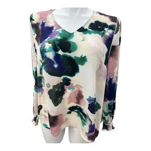 CAbi Blue Green Relaxed Blouse